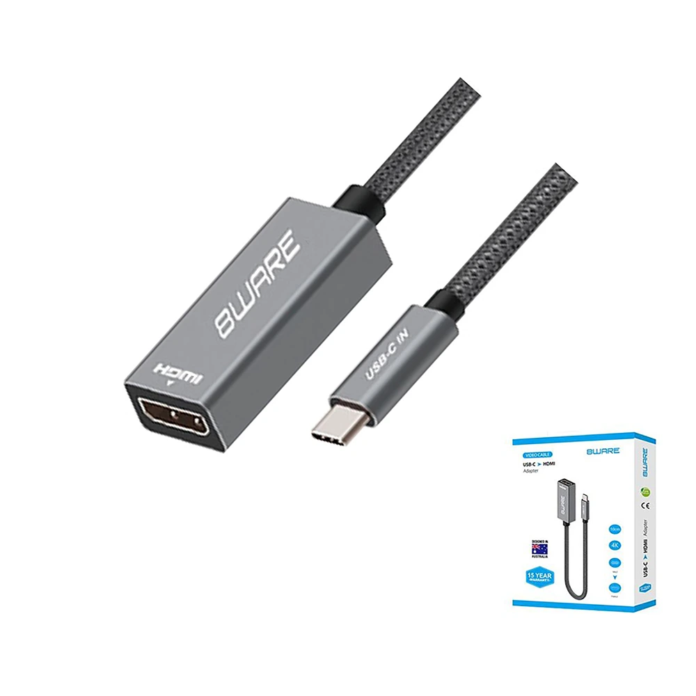 8ware 10cm USB-C to HDMI Male-Female Adapter Converter